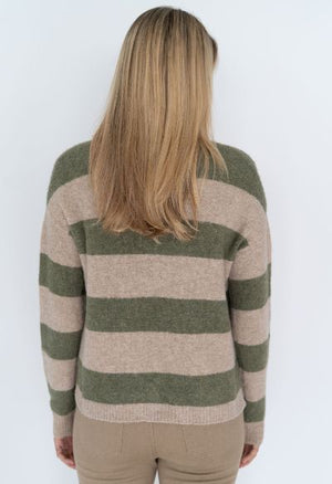 HUMIDITY LIFESTYLE Bree Jumper - Khaki Stripe Jumpers + Knitwear - Zabecca Living