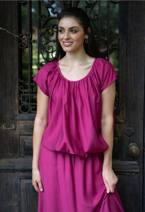 HUMIDITY LIFESTYLE Ebonee Blouse - Fuchsia Shirts & Blouses - Zabecca Living