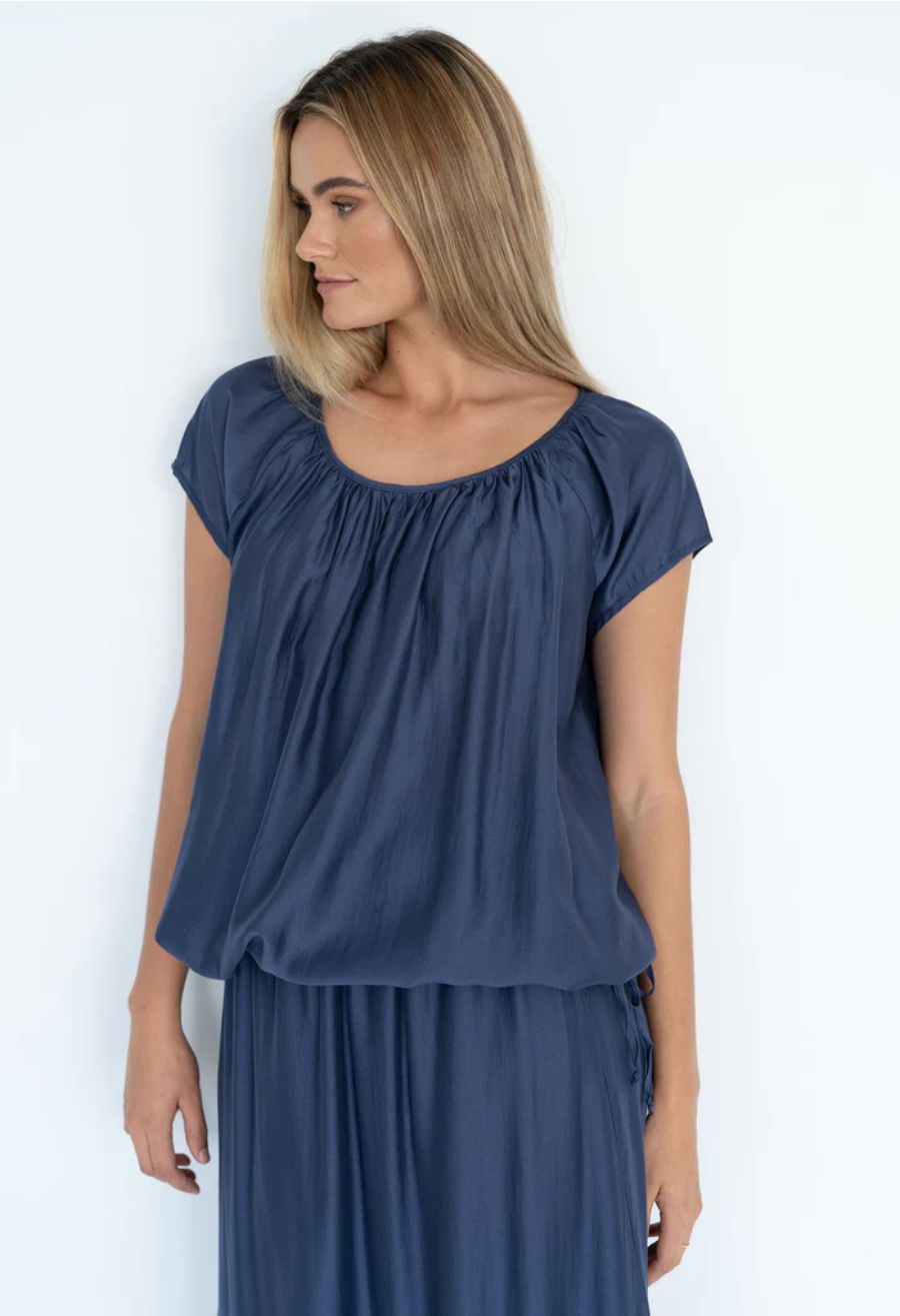 HUMIDITY LIFESTYLE Ebonee Blouse - Navy Shirts & Blouses - Zabecca Living