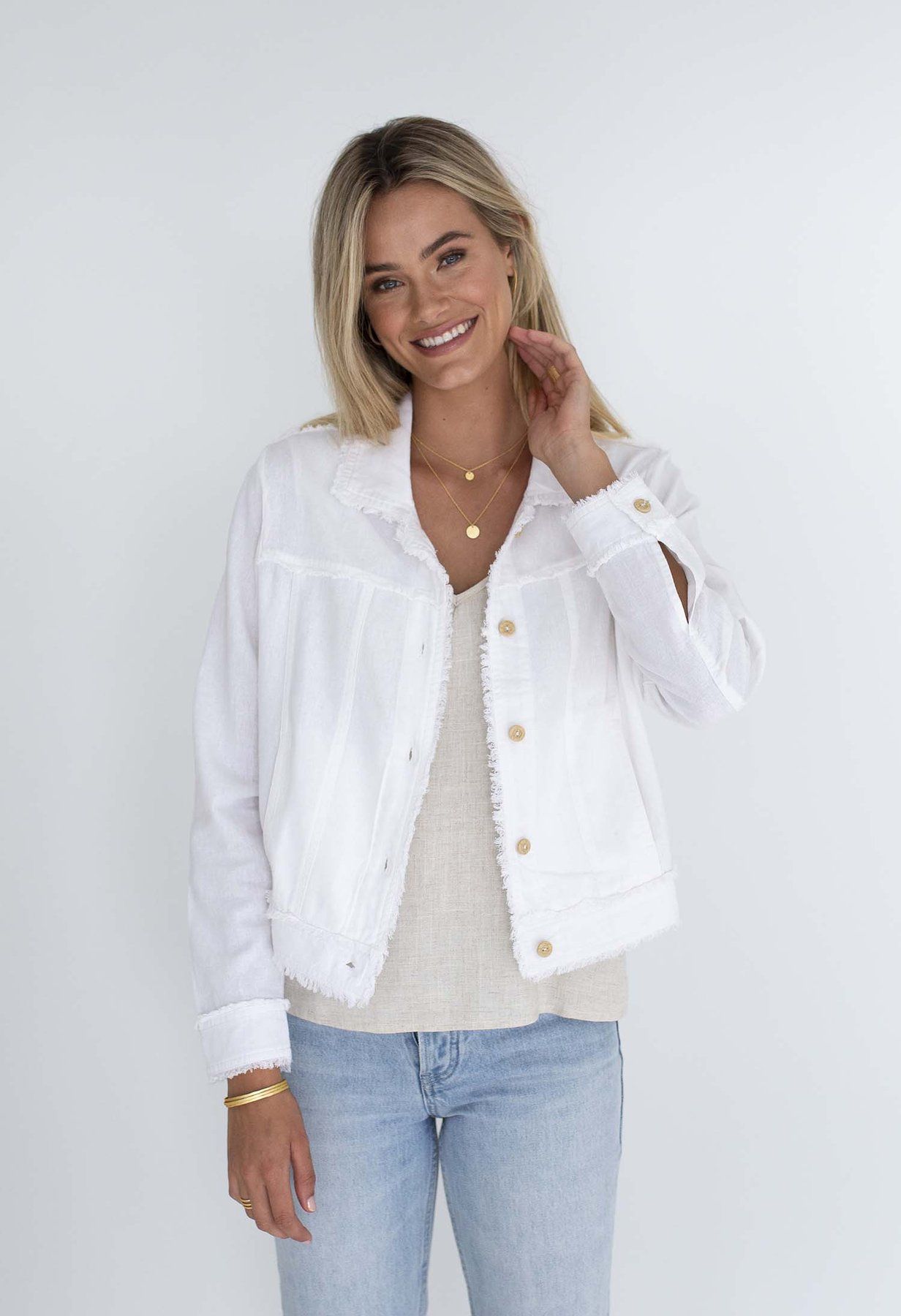 White linen sale jacket ladies