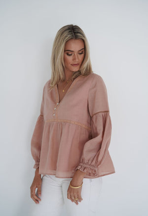 HUMIDITY LIFESTYLE Layla Blouse - Pink Clay Shirts & Blouses - Zabecca Living