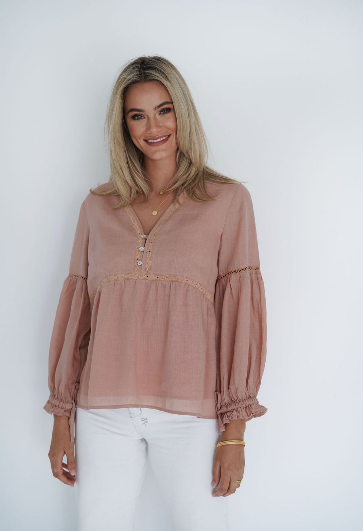 HUMIDITY LIFESTYLE Layla Blouse - Pink Clay Shirts & Blouses - Zabecca Living