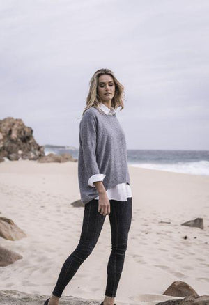 HUMIDITY LIFESTYLE Luna Top - Steel Blue Jumpers + Knitwear - Zabecca Living