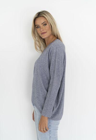 HUMIDITY LIFESTYLE Luna Top - Steel Blue Jumpers + Knitwear - Zabecca Living