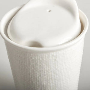 INDIGO LOVE It's a Keeper Tall Ceramic Cup - White Linen DRINKWARE - Zabecca Living
