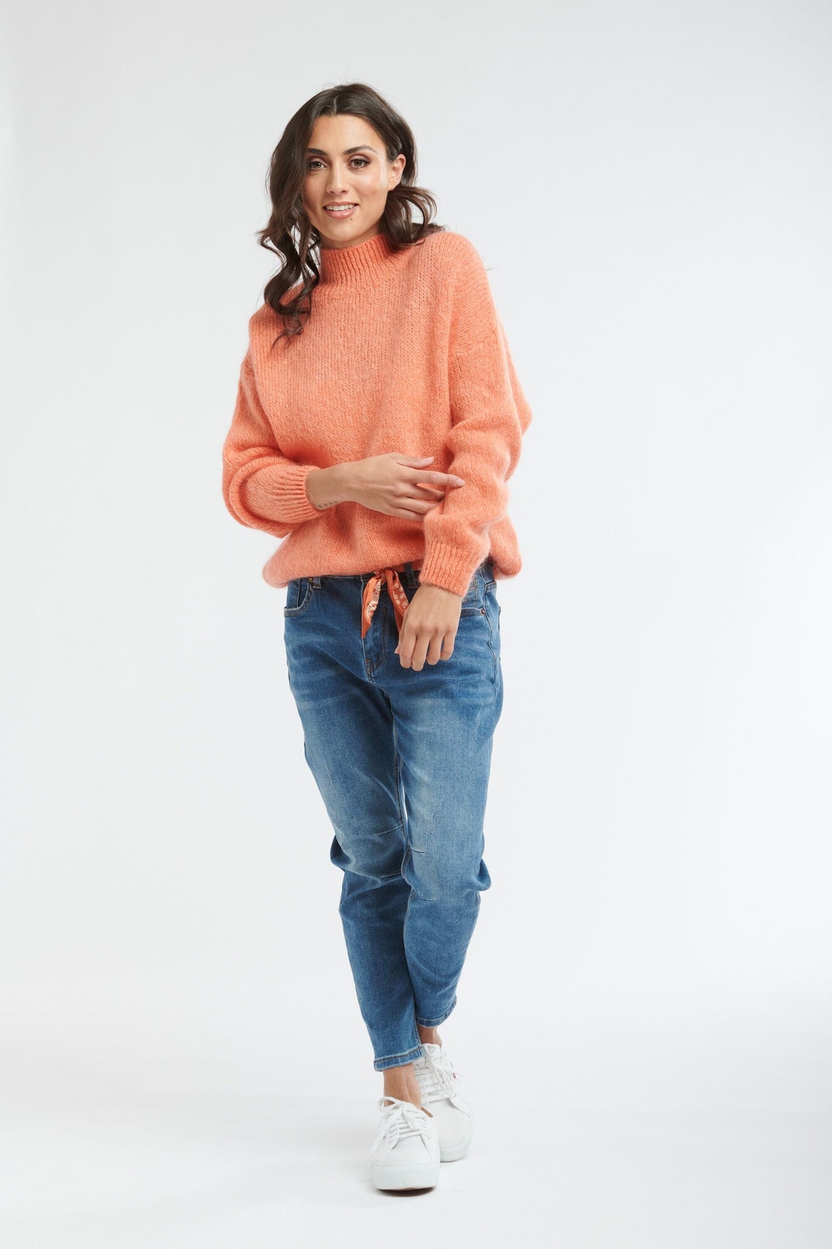 ITALIAN STAR Audrey Turtle Knit - Orange Jumpers + Knitwear - Zabecca Living