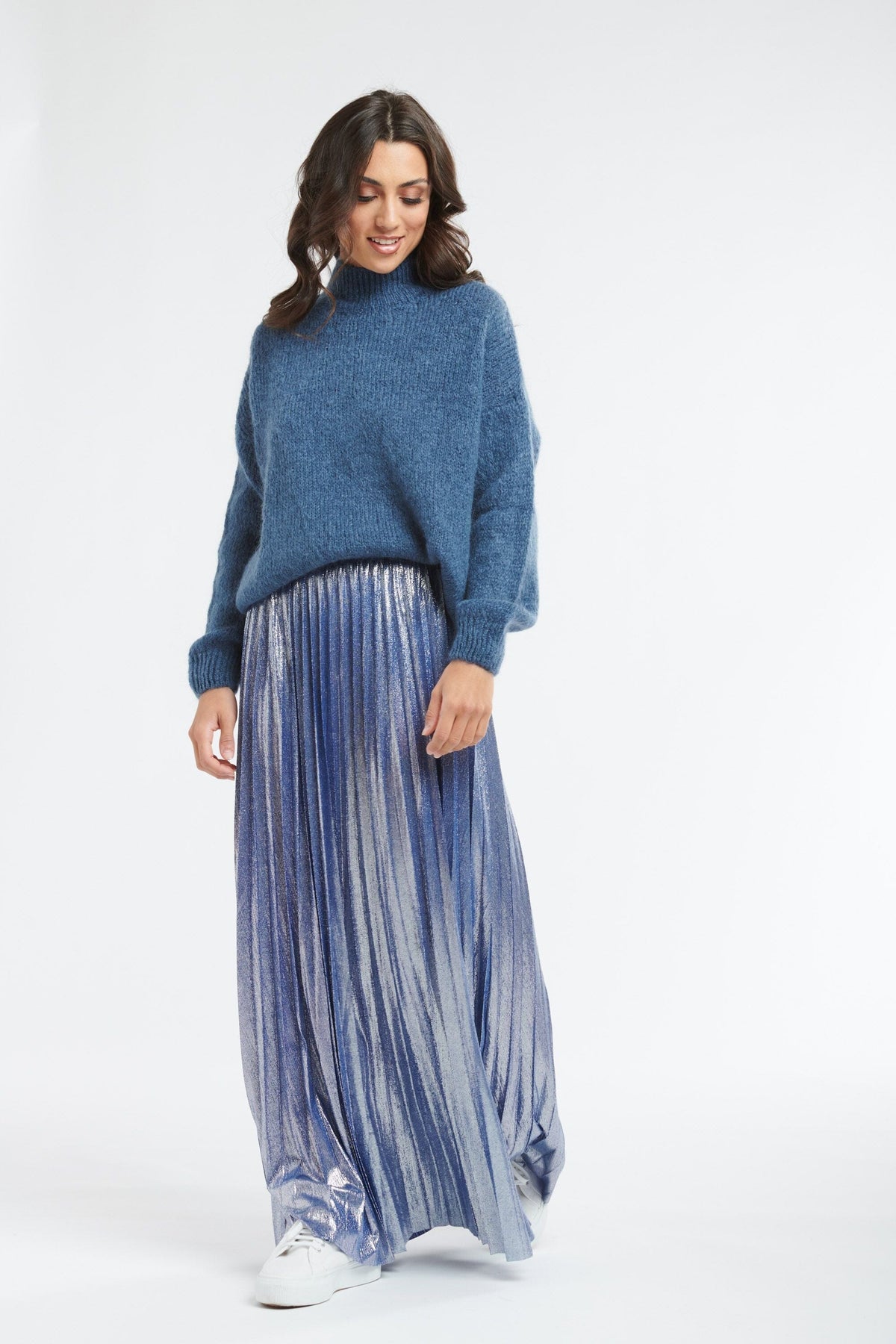 ITALIAN STAR Audrey Turtle Knit - Steel Blue Jumpers + Knitwear - Zabecca Living