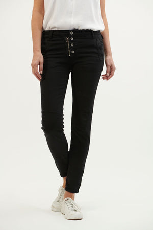 ITALIAN STAR Button Jeans - Black JEANS - Zabecca Living