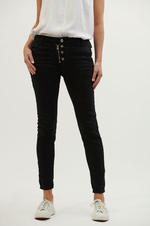 ITALIAN STAR Button Jeans - Black JEANS - Zabecca Living