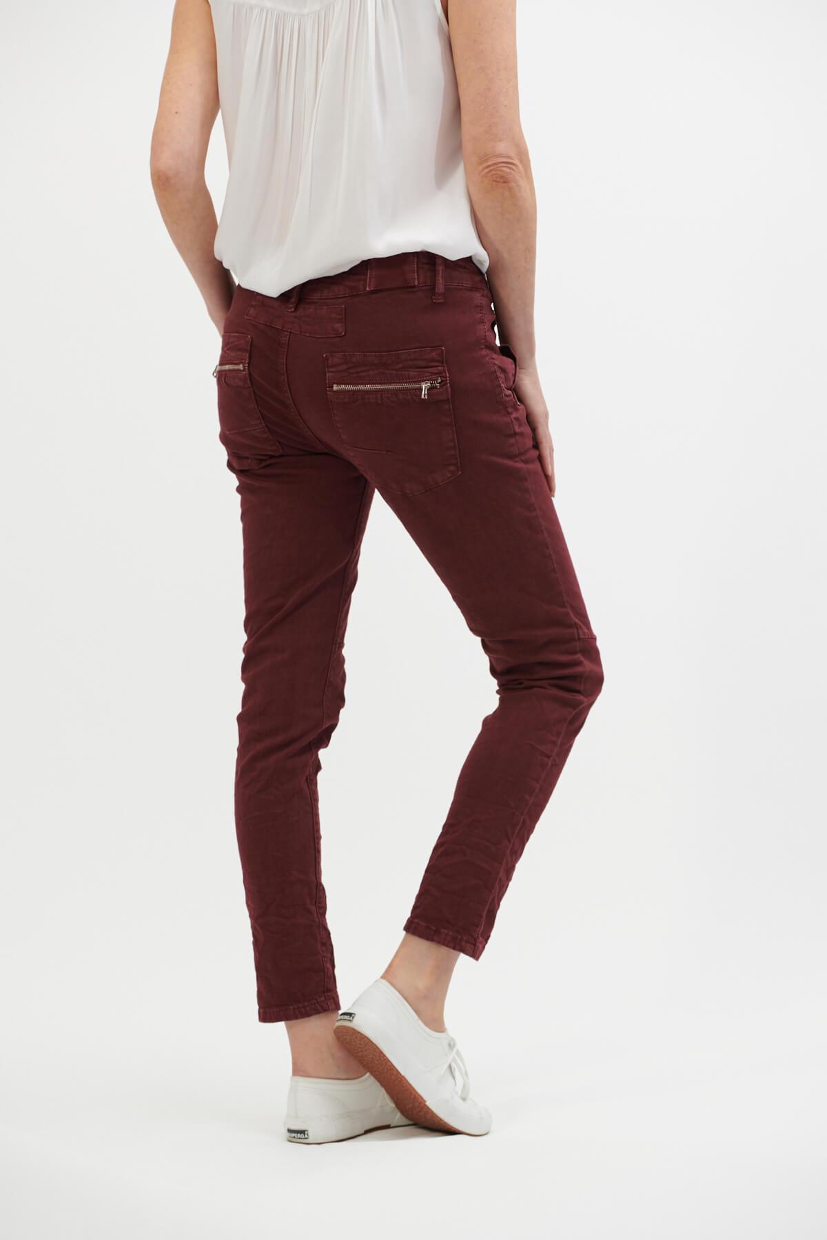 ITALIAN STAR Button Jeans - Burgundy Jeans - Zabecca Living