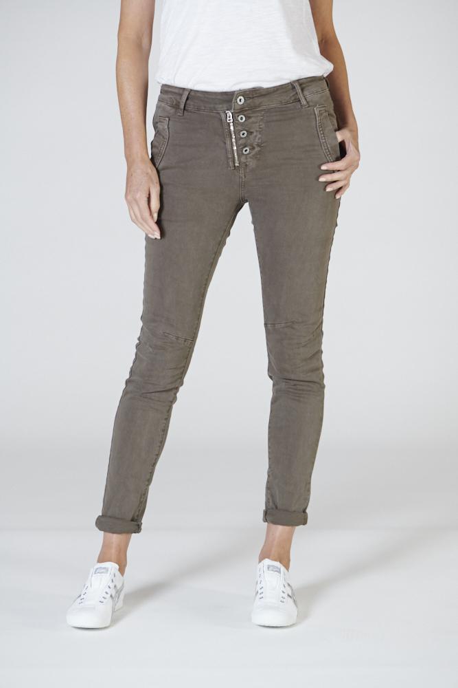 ITALIAN STAR Button Jeans - Chocolate JEANS - Zabecca Living