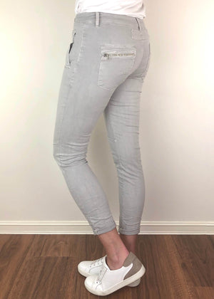 ITALIAN STAR Button Jeans - Light Grey JEANS - Zabecca Living