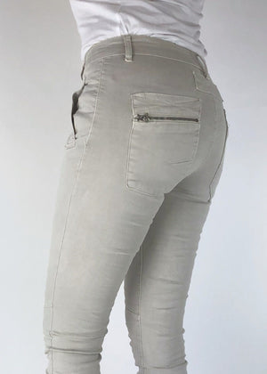 ITALIAN STAR Button Jeans - Light Taupe JEANS - Zabecca Living
