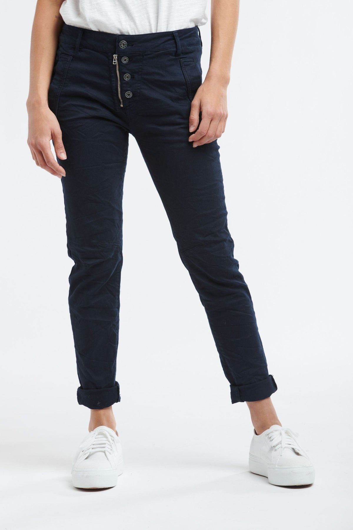 ITALIAN STAR Button Jeans - Navy JEANS - Zabecca Living