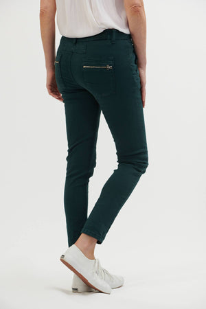 ITALIAN STAR Button Jeans - Pine Green Jeans - Zabecca Living
