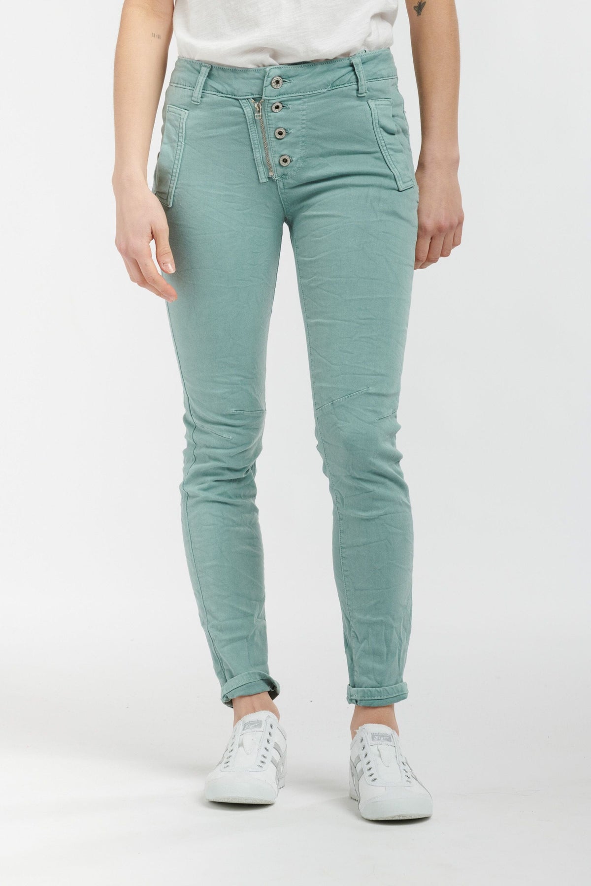 ITALIAN STAR Button Jeans - Seafoam JEANS - Zabecca Living
