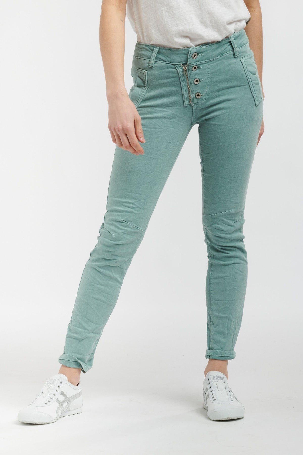 ITALIAN STAR Button Jeans - Seafoam JEANS - Zabecca Living