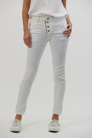 ITALIAN STAR Button Jeans - White JEANS - Zabecca Living