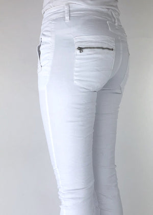 ITALIAN STAR Button Jeans - White JEANS - Zabecca Living