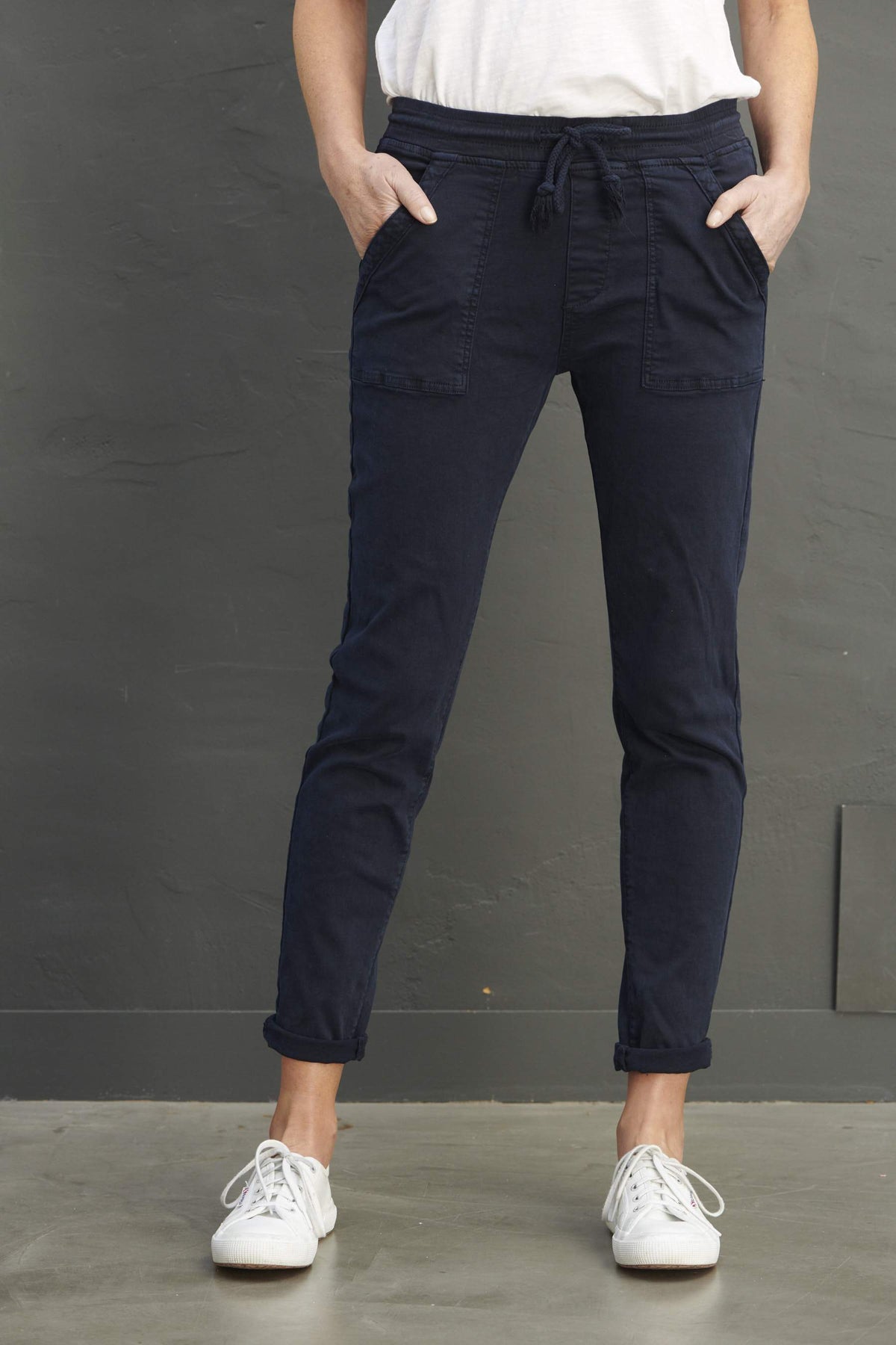 ITALIAN STAR Classic Drill Jogger - Navy PANTS - Zabecca Living