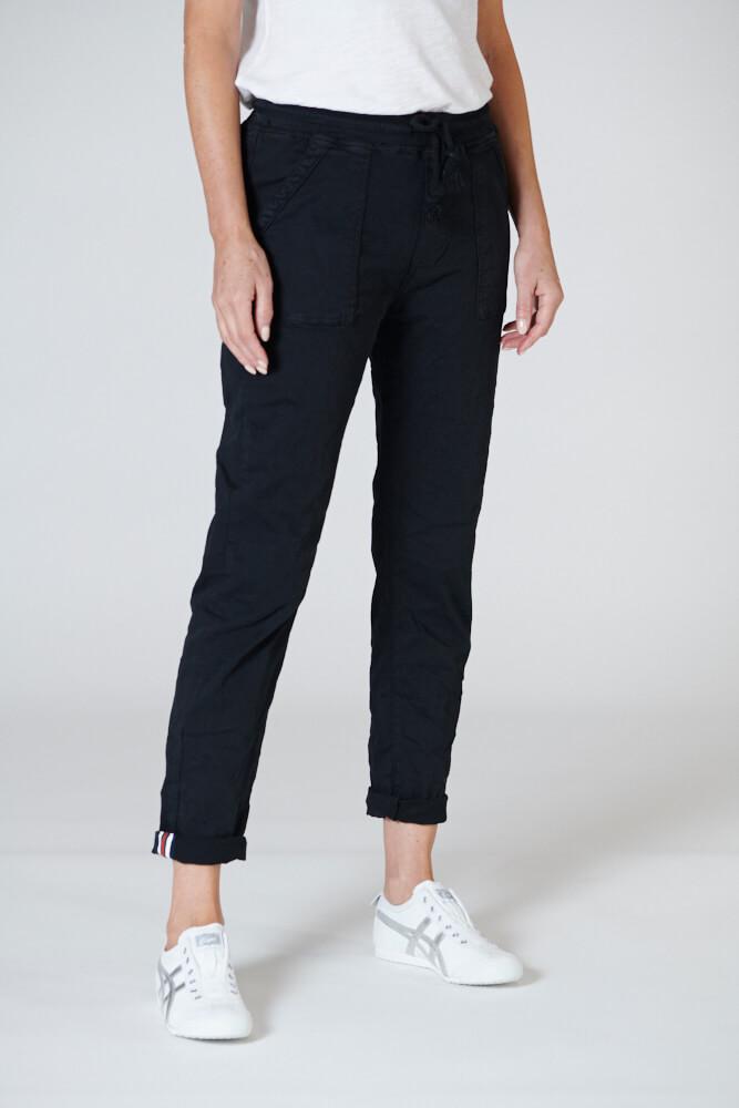 ITALIAN STAR Classic Polo Drill Jogger - Black PANTS - Zabecca Living
