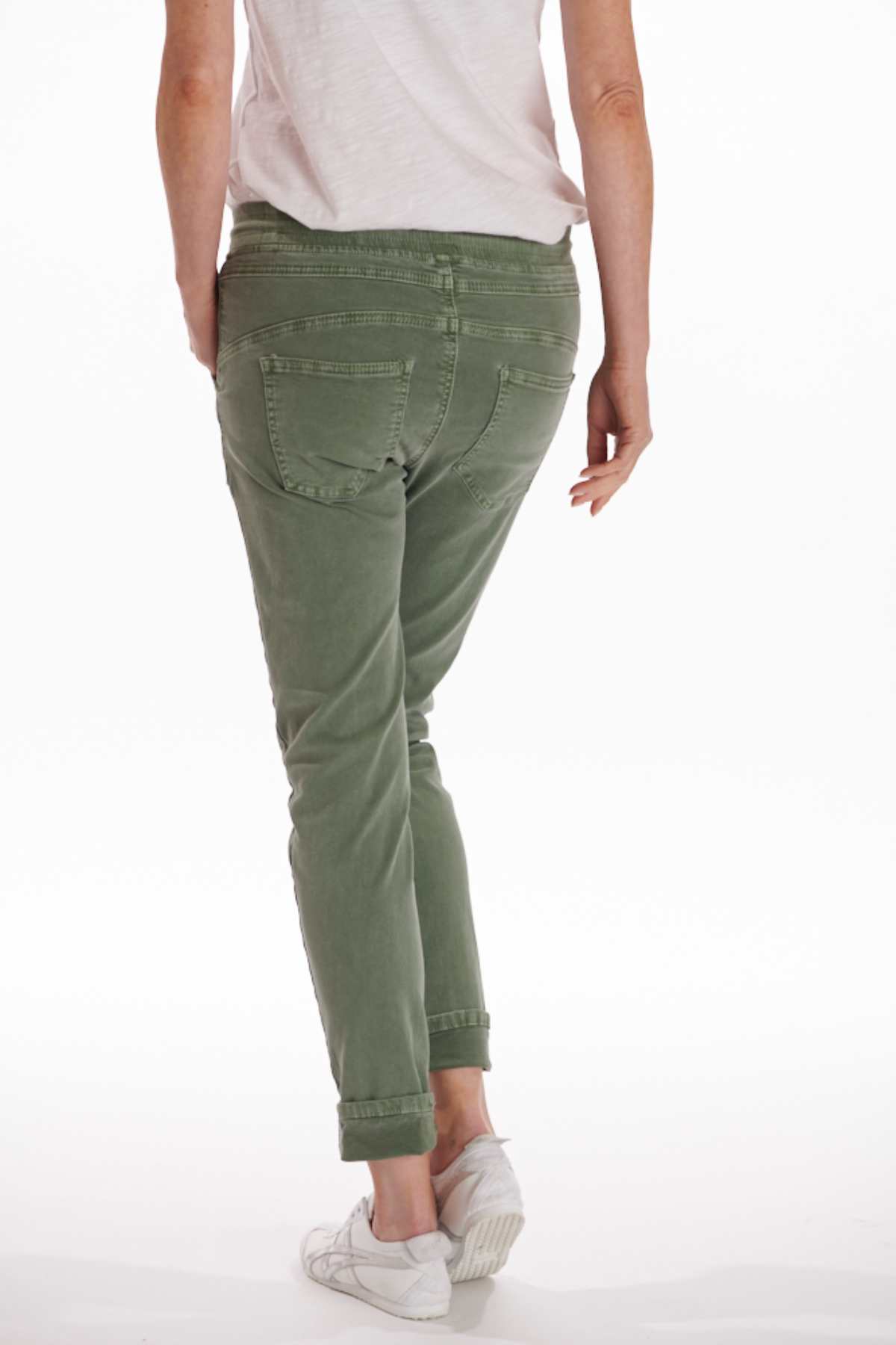 ITALIAN STAR Drill Jogger with Lurex Trim - Khaki JEANS - Zabecca Living