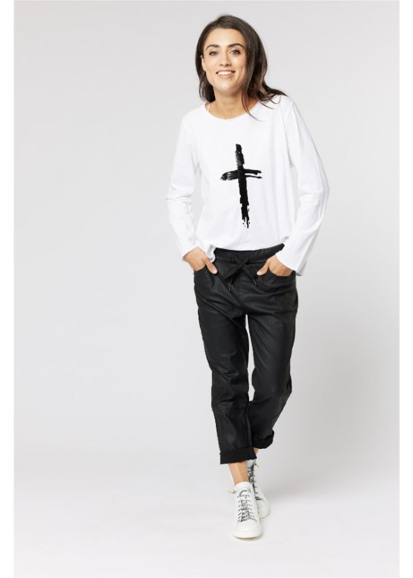 ITALIAN STAR Hot Cross Long Sleeve Tee - Black Long Sleeve Tees - Zabecca Living