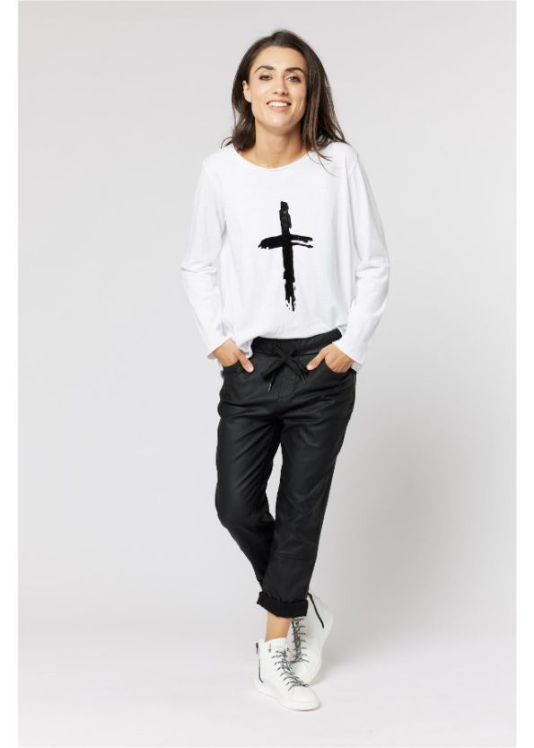 ITALIAN STAR Hot Cross Long Sleeve Tee - Black Long Sleeve Tees - Zabecca Living