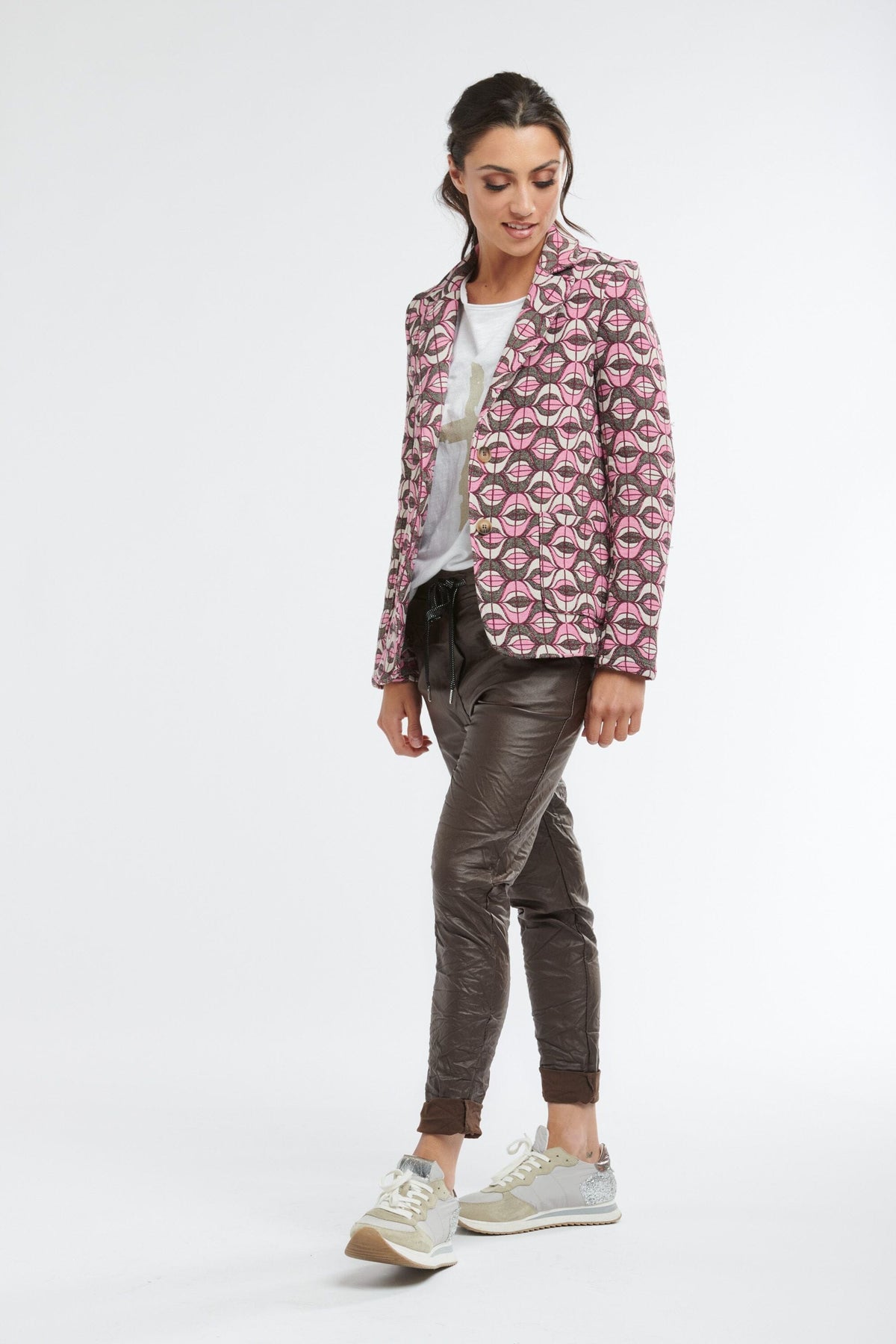 ITALIAN STAR Jacquard Lucille Jacket - Pink Jackets + Coats - Zabecca Living