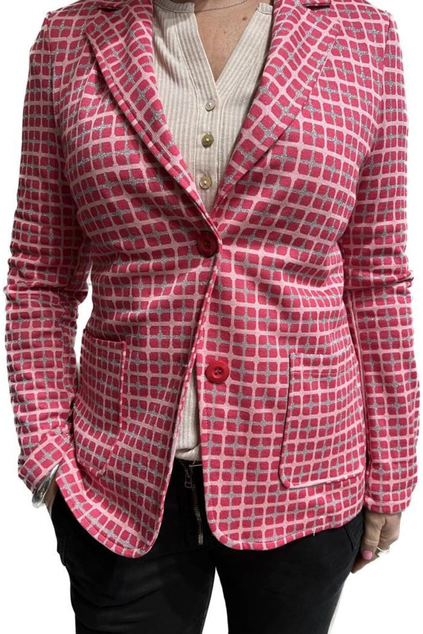 Womens Coats Pink And White Checkered Jacket Italian Star Lucille