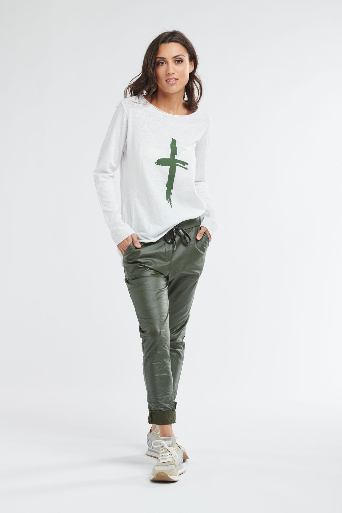 ITALIAN STAR Metallic Pants - Military JOGGER - Zabecca Living