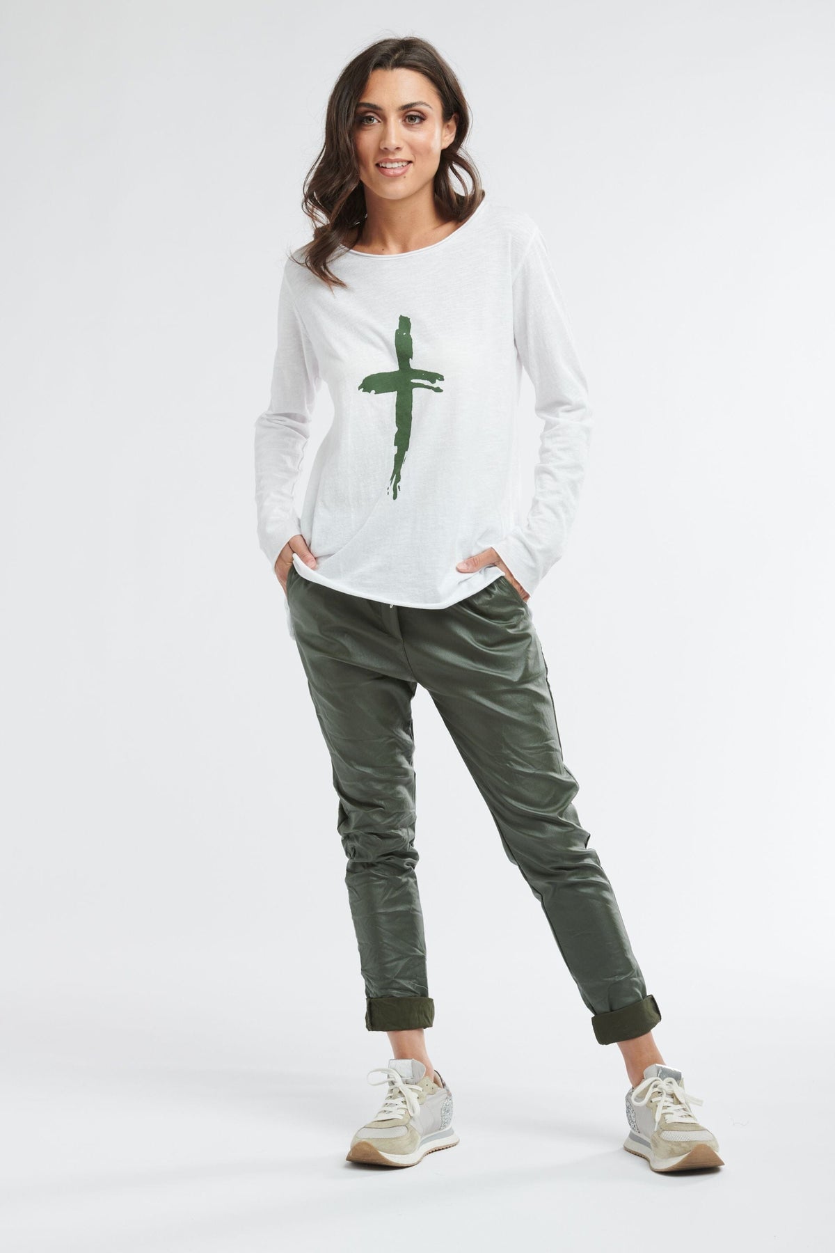 ITALIAN STAR Metallic Pants - Military JOGGER - Zabecca Living