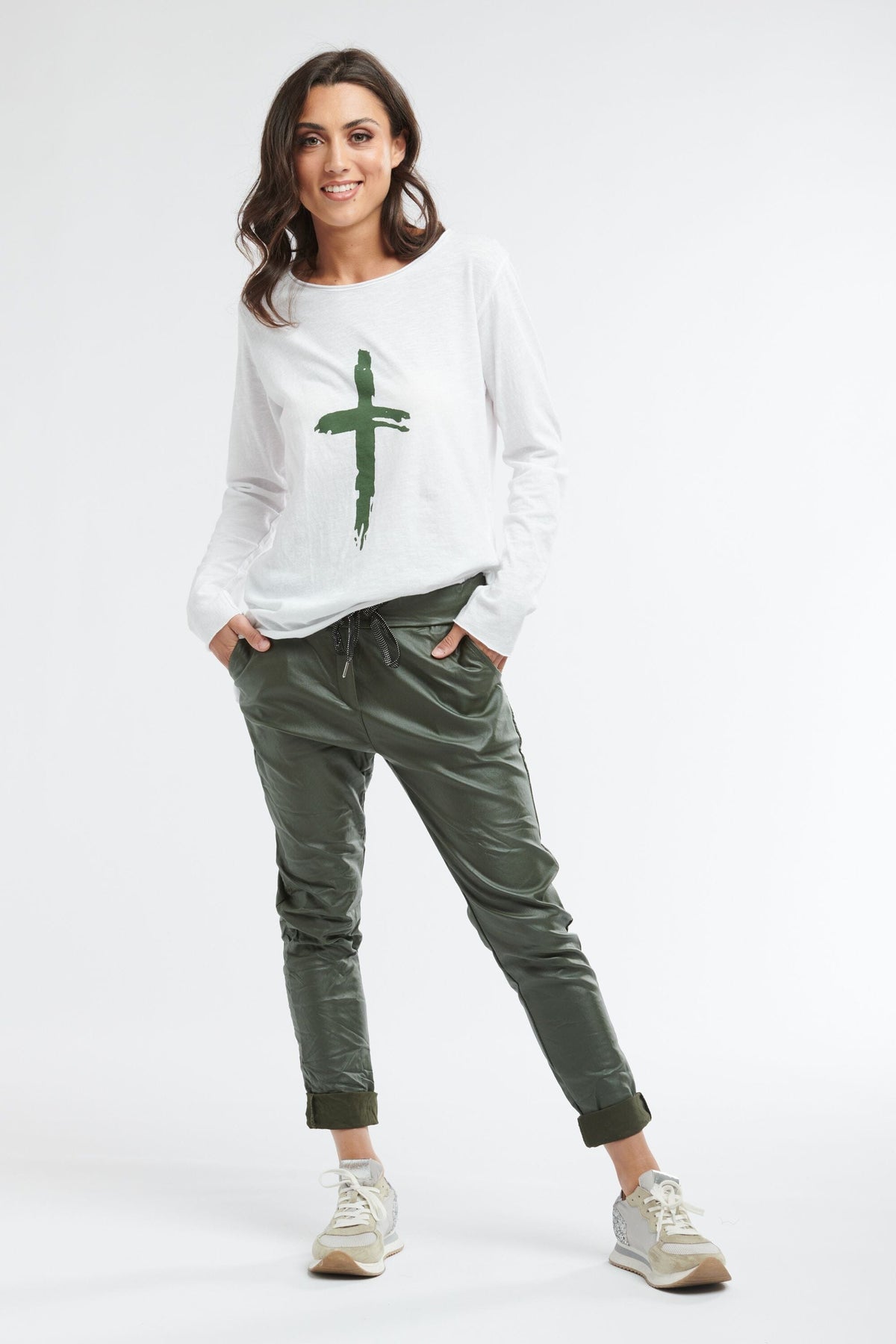 ITALIAN STAR Metallic Pants - Military JOGGER - Zabecca Living
