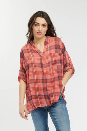 ITALIAN STAR Rodeo Shirt - Coral Shirts & Blouses - Zabecca Living