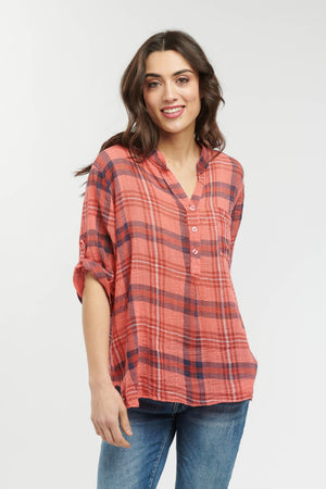 ITALIAN STAR Rodeo Shirt - Coral Shirts & Blouses - Zabecca Living