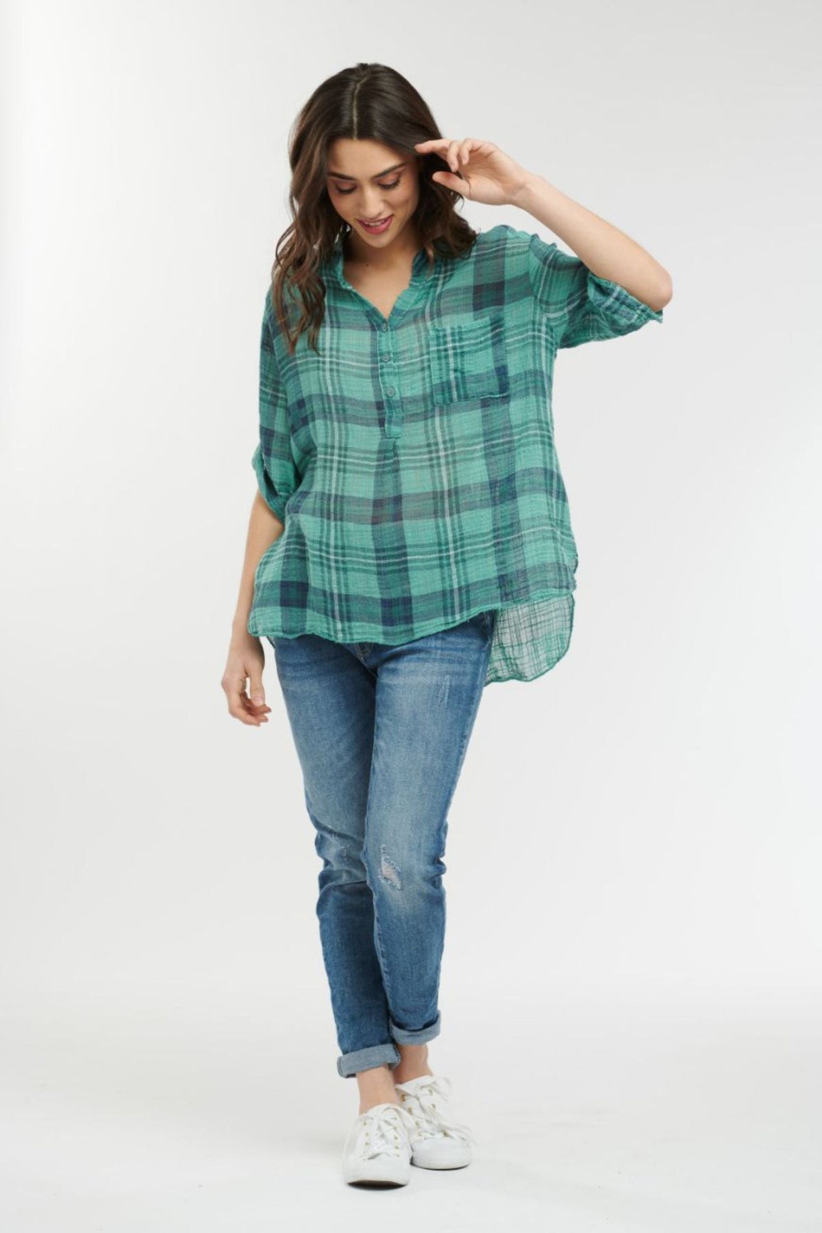 ITALIAN STAR Rodeo Shirt - Teal Shirts & Blouses - Zabecca Living