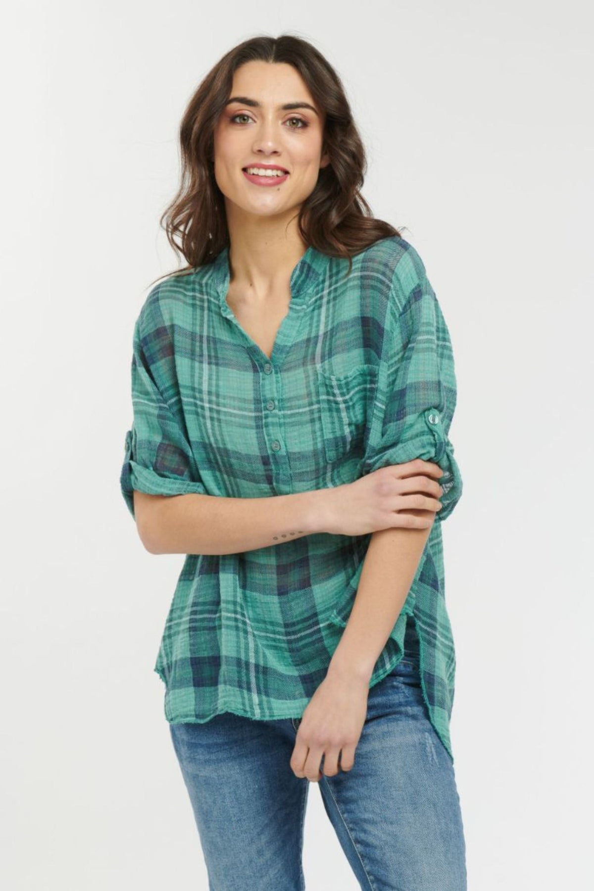 ITALIAN STAR Rodeo Shirt - Teal Shirts & Blouses - Zabecca Living