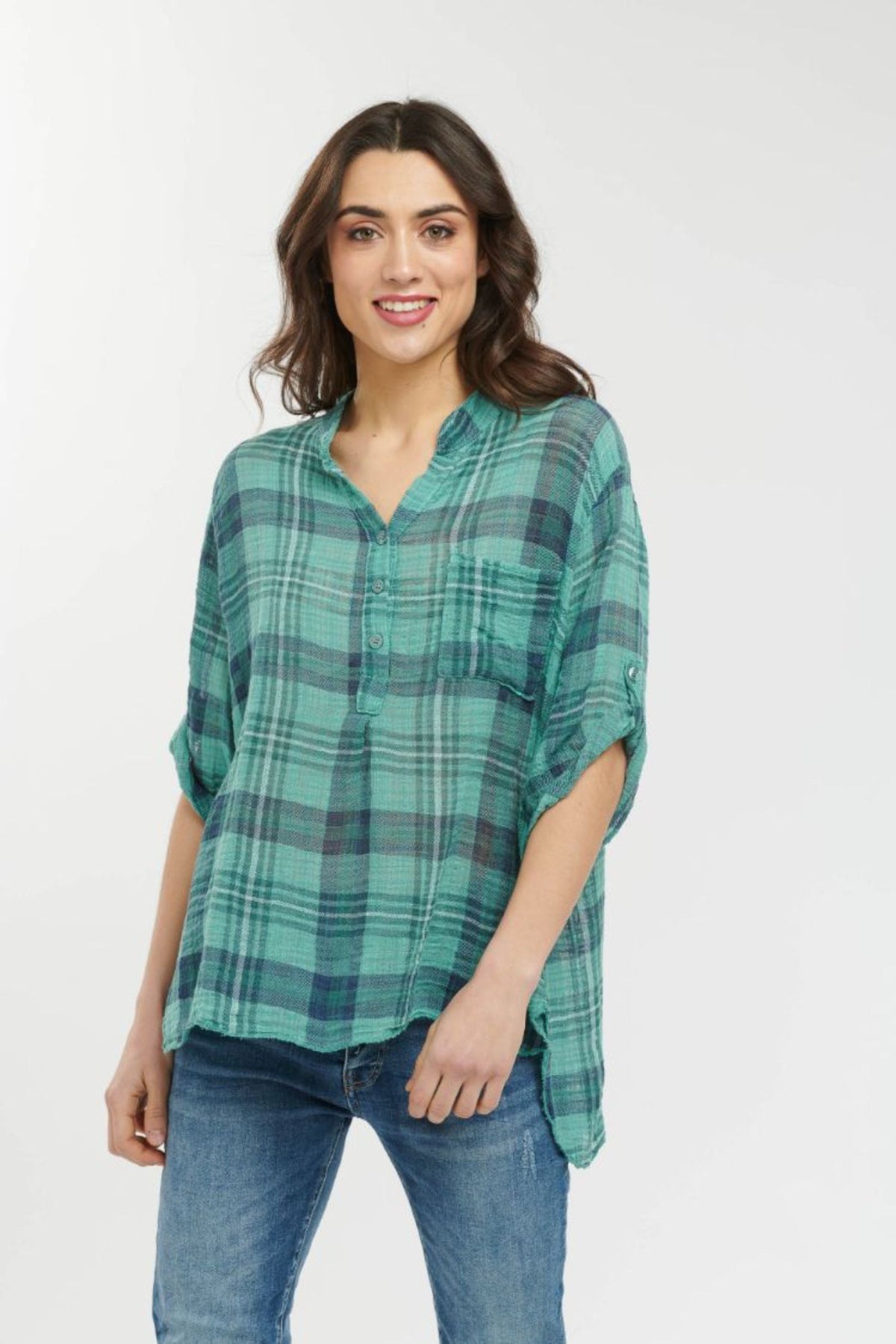 ITALIAN STAR Rodeo Shirt - Teal Shirts & Blouses - Zabecca Living