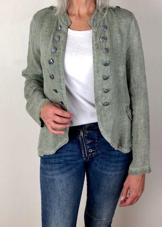 ITALIAN STAR Soldier Linen Jacket - Khaki Jacket - Zabecca Living