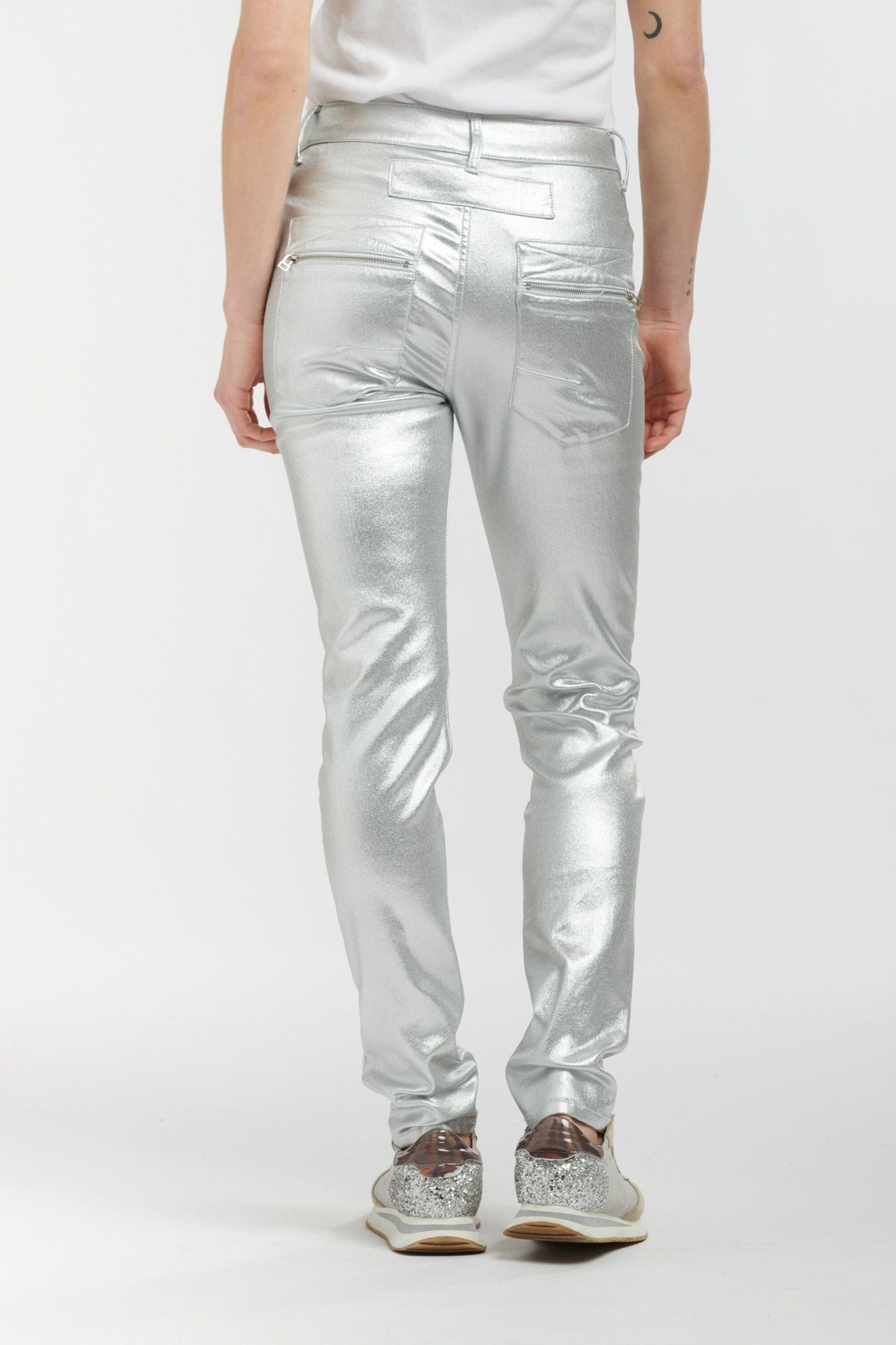 ITALIAN STAR Stevie Jeans - Silver Metallic JEANS - Zabecca Living