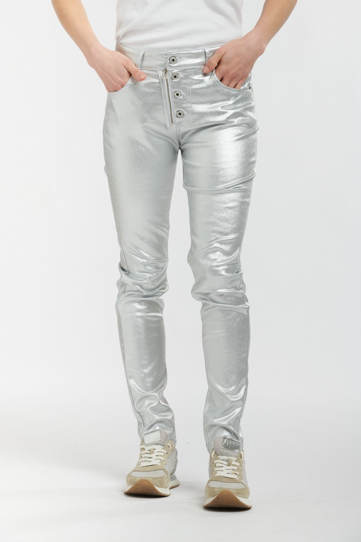 ITALIAN STAR Stevie Jeans - Silver Metallic JEANS - Zabecca Living