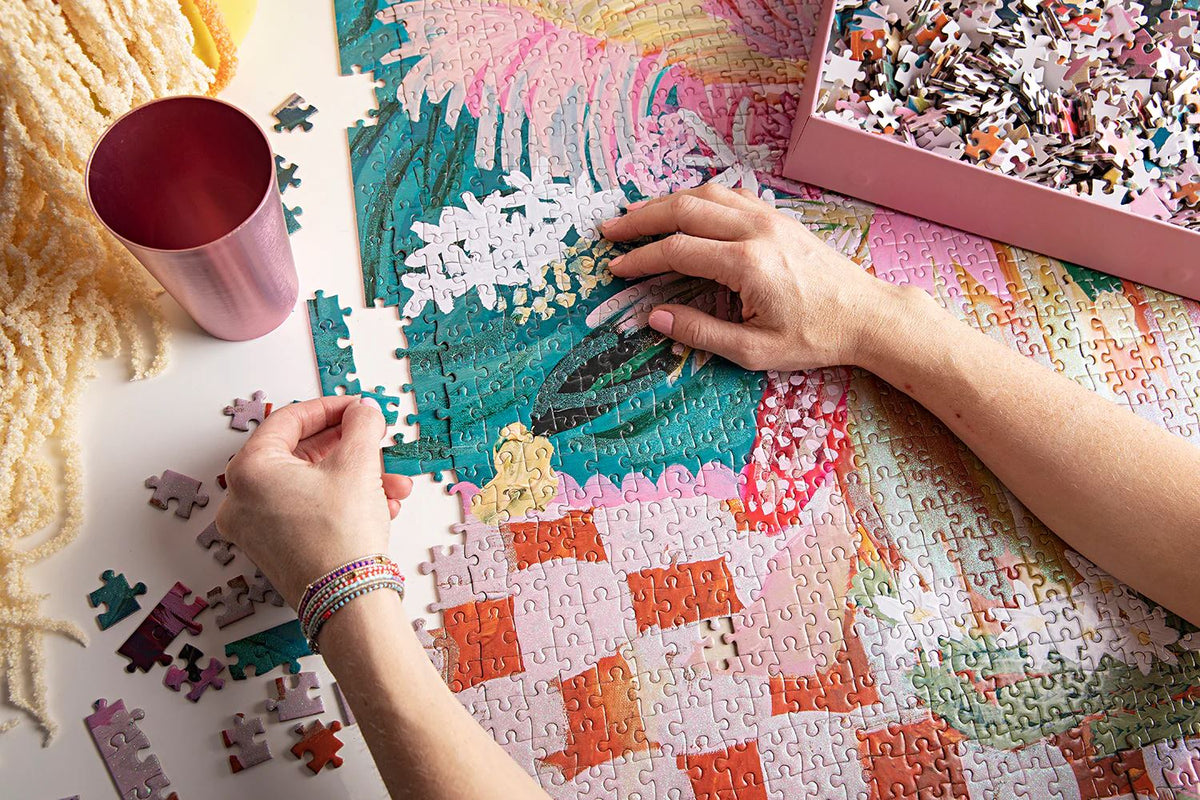 JOURNEY OF SOMETHING 1000 Piece Glitter Puzzle - Gold Urn Puzzle - Zabecca Living