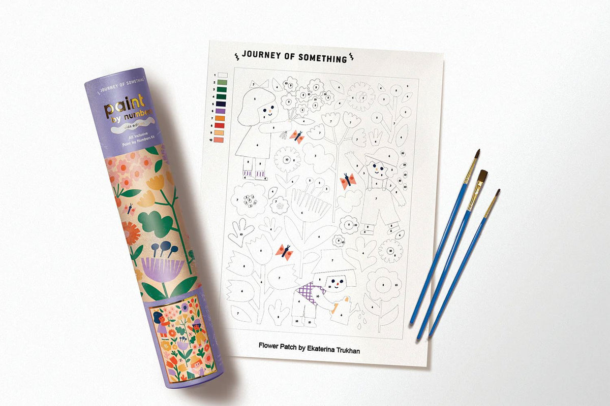 JOURNEY OF SOMETHING Kids Paint By Numbers Kit - Flower Patch GAME - Zabecca Living
