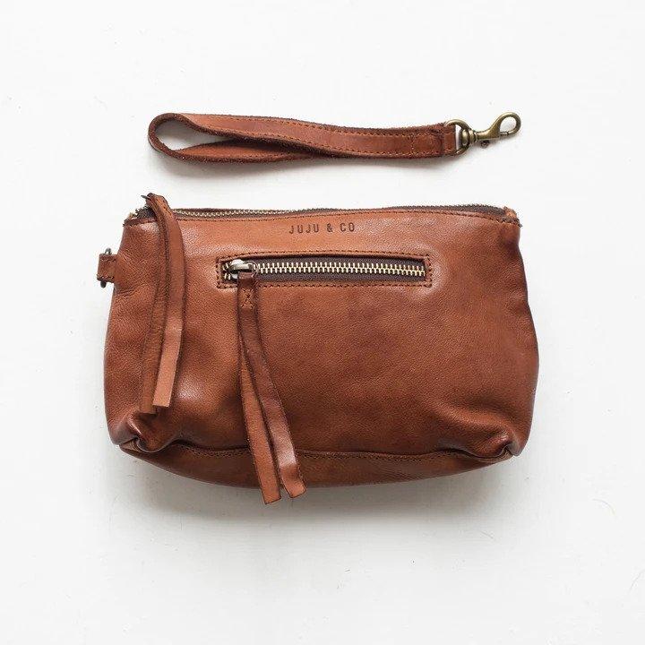JUJU & CO Small Leather Essential Pouch - Cognac bag - Zabecca Living