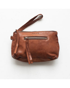 JUJU & CO Small Leather Essential Pouch - Cognac bag - Zabecca Living