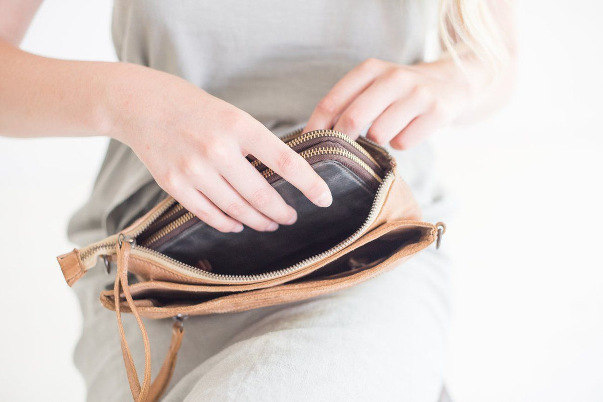 JUJU & CO Small Perforated Shoulder Bag - Natural bag - Zabecca Living