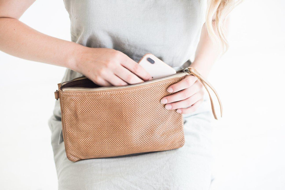 JUJU & CO Small Perforated Shoulder Bag - Natural bag - Zabecca Living