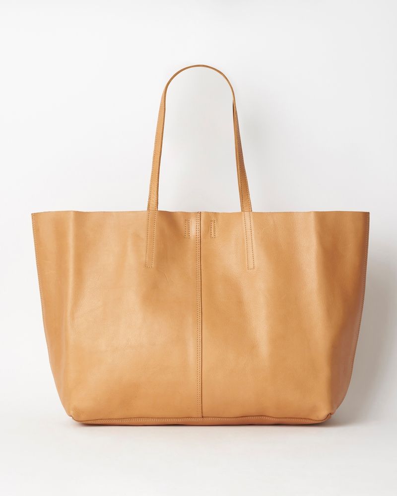JUJU & CO Unlined Leather Tote - Tan bag - Zabecca Living