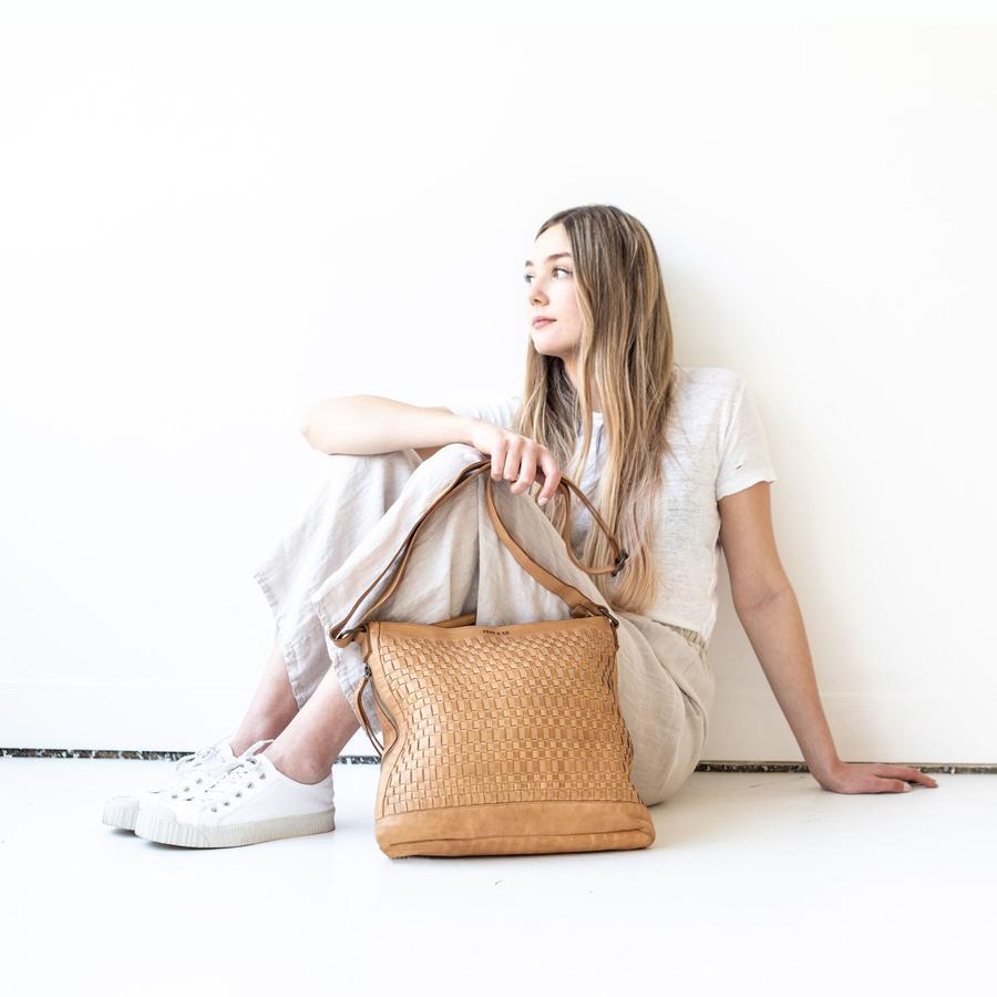 JUJU & CO Woven Hobo - Natural Leather bag - Zabecca Living