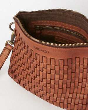 JUJU & CO Woven Pouch Bag - Cognac bag - Zabecca Living